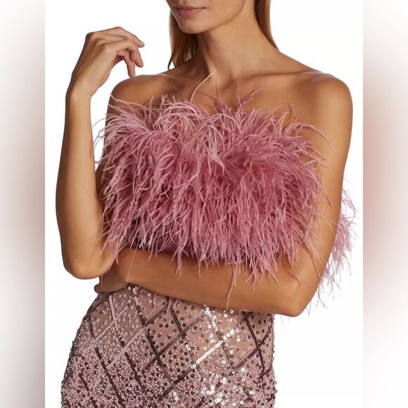 Bronx and Banco Coco x Afiya Feathered Sequin Midi-Dress size XS - Picture 4 of 13
